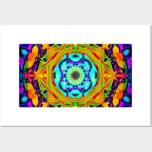 Neon Lotus Mandala Posters and Art